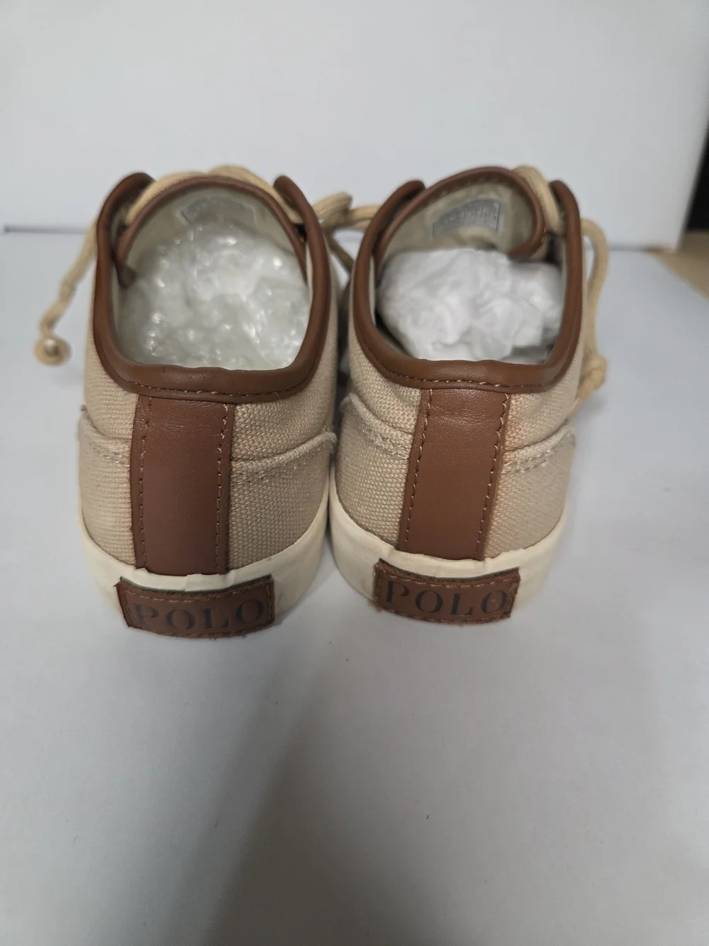 Polo by Ralph Lauren Kids Beige Canvas Lace-Up Shoes Size 2.5